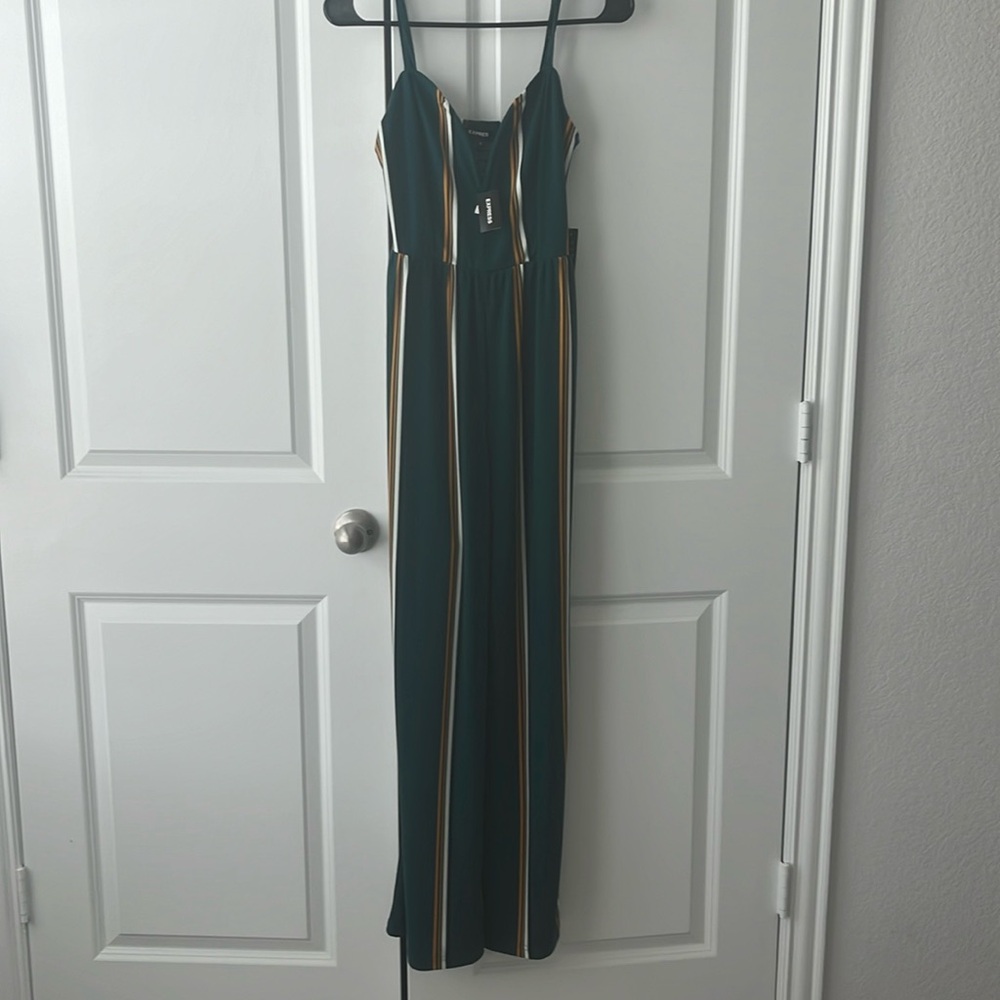Express sleeveless wide leg jumpsuit.